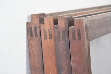 アンティーク建具　昭和中期　細やかな格子の入ったガラス窓4枚セット　(R-086764)