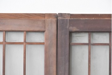 アンティーク建具　昭和中期　細やかな格子の入ったガラス窓3枚セット　(R-086765)