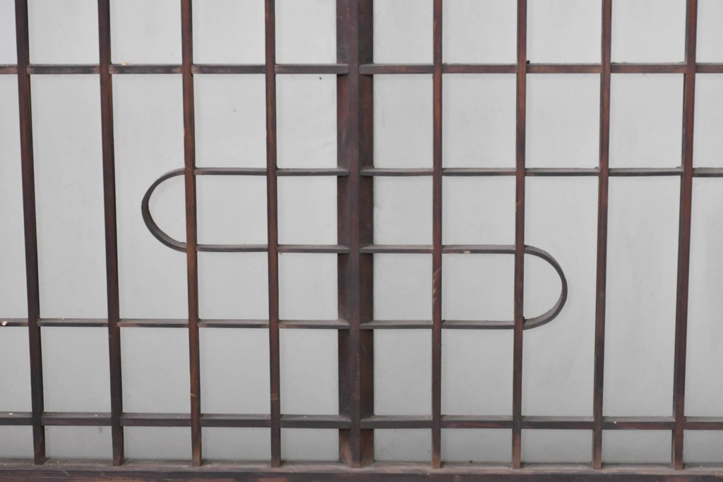 アンティーク建具　昭和中期　細やかな格子の入ったガラス窓3枚セット　(R-086765)