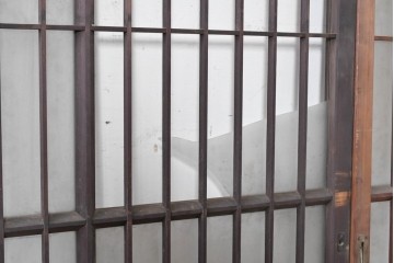 アンティーク建具　昭和中期　細やかな格子の入ったガラス窓3枚セット　(R-086765)