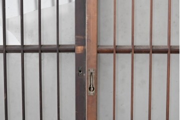 アンティーク建具　昭和中期　細やかな格子の入ったガラス窓3枚セット　(R-086765)