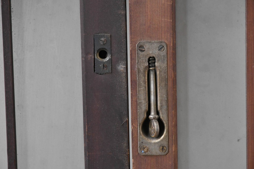 アンティーク建具　昭和中期　細やかな格子の入ったガラス窓3枚セット　(R-086765)