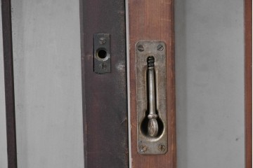 アンティーク建具　昭和中期　細やかな格子の入ったガラス窓3枚セット　(R-086765)