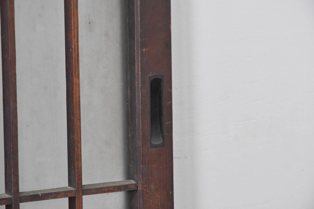 アンティーク建具　昭和中期　細やかな格子の入ったガラス窓3枚セット　(R-086765)