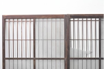 アンティーク建具　昭和中期　細やかな格子の入ったガラス窓3枚セット　(R-086765)