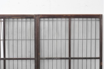 アンティーク建具　昭和中期　細やかな格子の入ったガラス窓3枚セット　(R-086765)