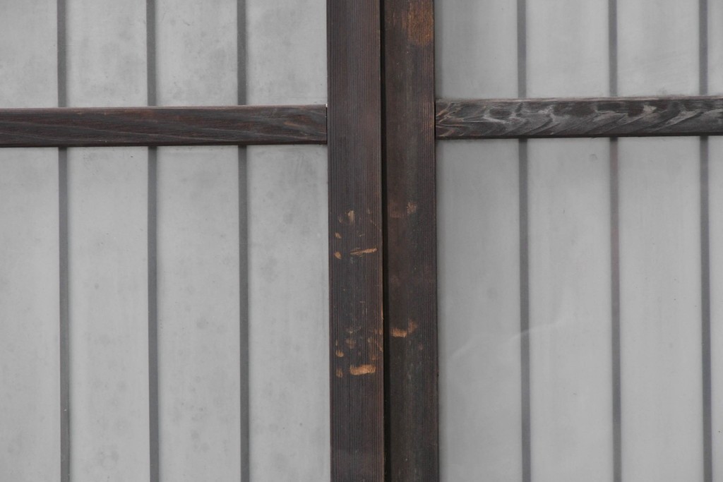 アンティーク建具　昭和中期　細やかな格子の入ったガラス窓3枚セット　(R-086765)