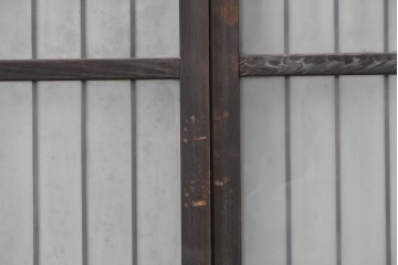 アンティーク建具　昭和中期　細やかな格子の入ったガラス窓3枚セット　(R-086765)