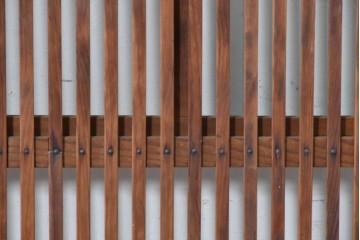 アンティーク建具　昭和初期　裏障子・裏ガラス付き　すっきりとした細身の桟が美しい格子戸2枚セット　(R-086766)