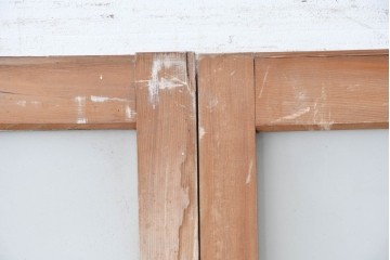 アンティーク建具　昭和初期から中期　彩光ガラス入りの木製引き戸2枚セット　(R-086767)