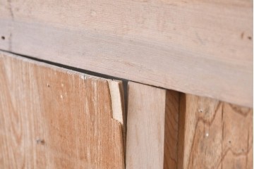 アンティーク建具　昭和初期から中期　彩光ガラス入りの木製引き戸2枚セット　(R-086767)