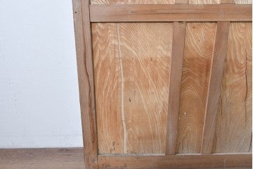 アンティーク建具　昭和初期から中期　彩光ガラス入りの木製引き戸2枚セット　(R-086767)