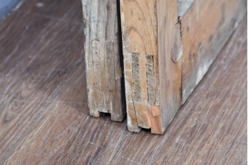 アンティーク建具　昭和初期から中期　彩光ガラス入りの木製引き戸2枚セット　(R-086767)