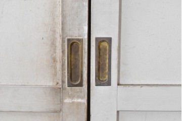 アンティーク建具　昭和初期から中期　ツートンカラー　彩光ガラス入りの引き戸2枚セット　(R-086768)