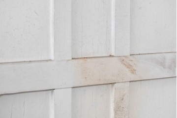 アンティーク建具　昭和初期から中期　ツートンカラー　彩光ガラス入りの引き戸2枚セット　(R-086768)