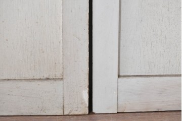 アンティーク建具　昭和初期から中期　ツートンカラー　彩光ガラス入りの引き戸2枚セット　(R-086768)