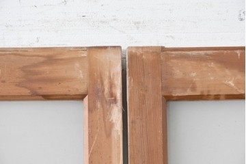 アンティーク建具　昭和初期から中期　ツートンカラー　彩光ガラス入りの引き戸2枚セット　(R-086768)