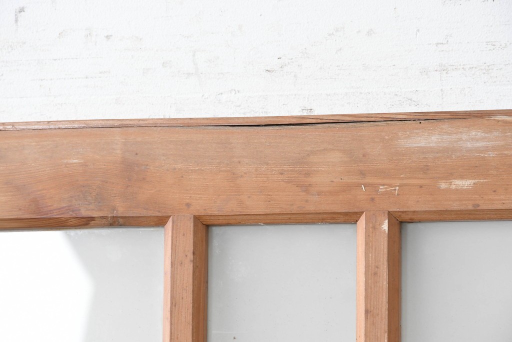 アンティーク建具　昭和初期から中期　ツートンカラー　彩光ガラス入りの引き戸2枚セット　(R-086768)