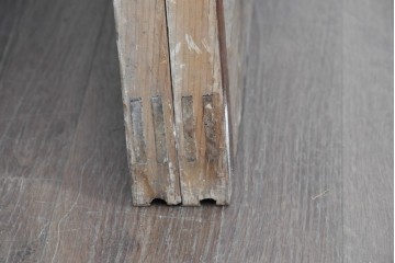 アンティーク建具　昭和初期から中期　ツートンカラー　彩光ガラス入りの引き戸2枚セット　(R-086768)