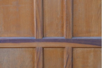 アンティーク建具　昭和初期から中期　彩光ガラス入りの木製引き戸2枚セット　(R-086769)