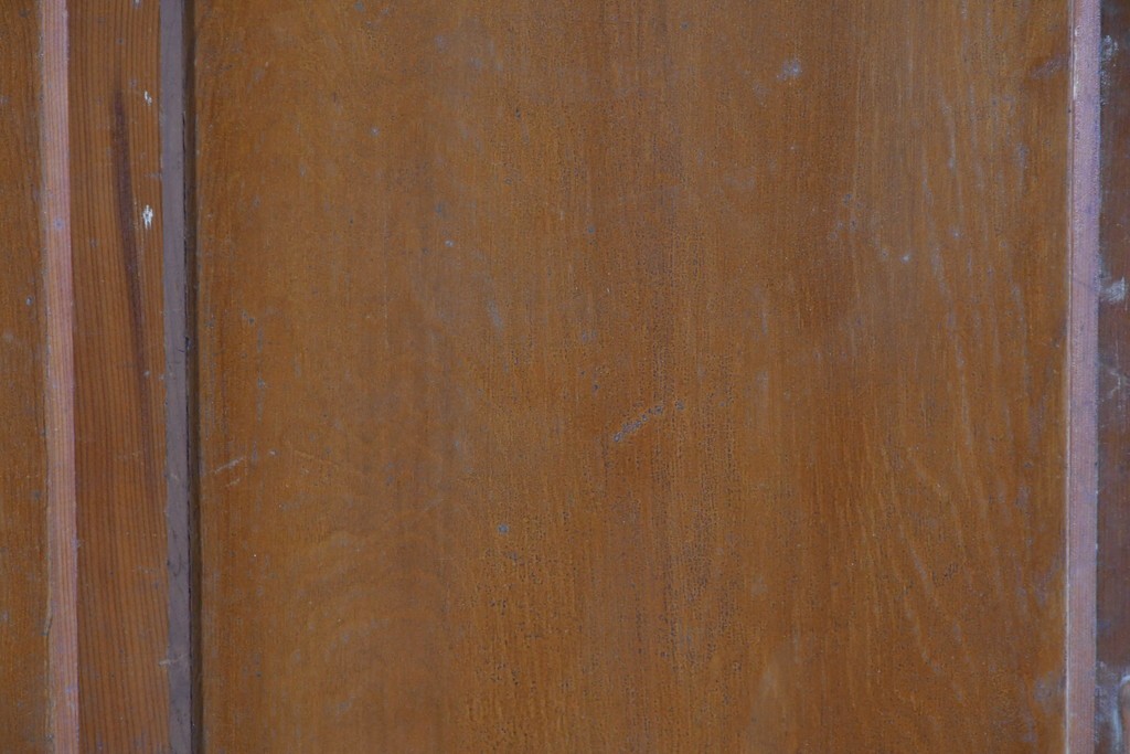 アンティーク建具　昭和初期から中期　彩光ガラス入りの木製引き戸2枚セット　(R-086769)