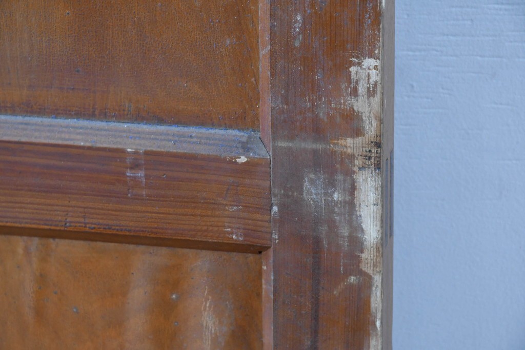 アンティーク建具　昭和初期から中期　彩光ガラス入りの木製引き戸2枚セット　(R-086769)