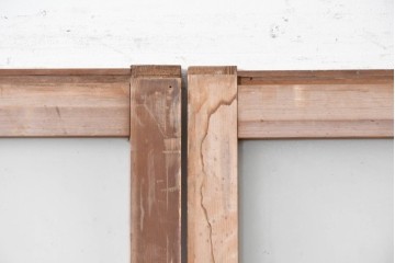 アンティーク建具　昭和初期から中期　彩光ガラス入りの木製引き戸2枚セット　(R-086769)