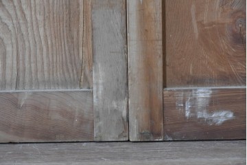 アンティーク建具　昭和初期から中期　彩光ガラス入りの木製引き戸2枚セット　(R-086769)