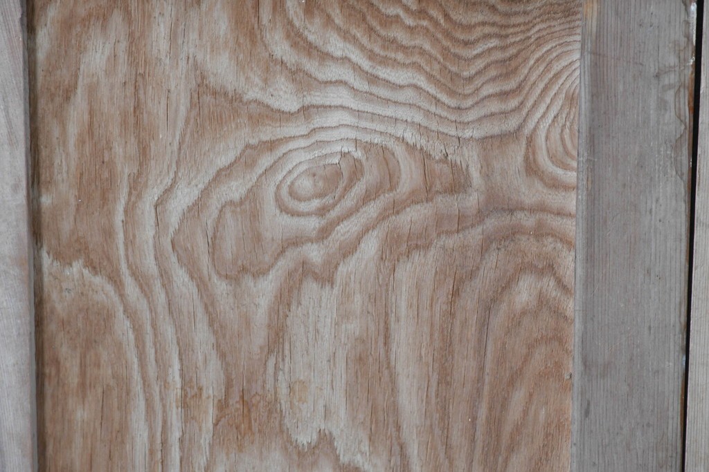 アンティーク建具　昭和初期から中期　彩光ガラス入りの木製引き戸2枚セット　(R-086769)