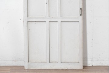 ヴィンテージ建具　昭和中期　シャビーなペンキ仕上げのガラス入りドア1枚　(R-086775)