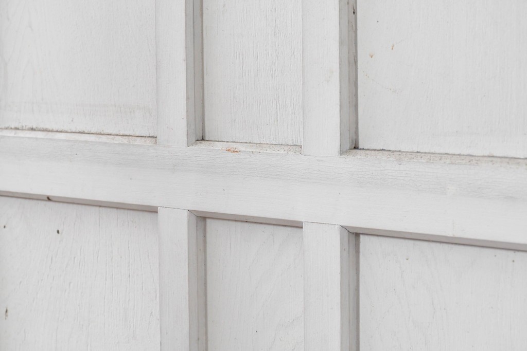 ヴィンテージ建具　昭和中期　シャビーなペンキ仕上げのガラス入りドア1枚　(R-086775)