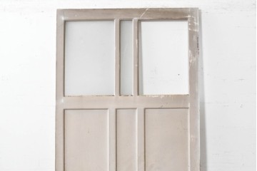 ヴィンテージ建具　昭和中期　シャビーなペンキ仕上げのガラス入りドア1枚　(R-086775)