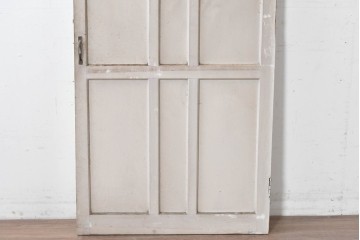 ヴィンテージ建具　昭和中期　シャビーなペンキ仕上げのガラス入りドア1枚　(R-086775)