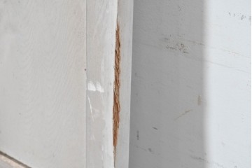 ヴィンテージ建具　昭和中期　シャビーなペンキ仕上げのガラス入りドア1枚　(R-086775)