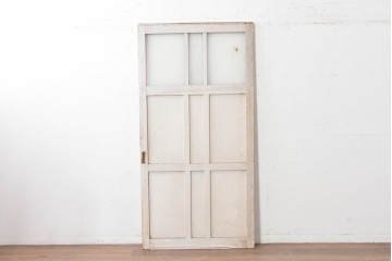 アンティーク建具　昭和初期から中期　ツートンカラー　彩光ガラス入りの引き戸1枚　(R-086776)