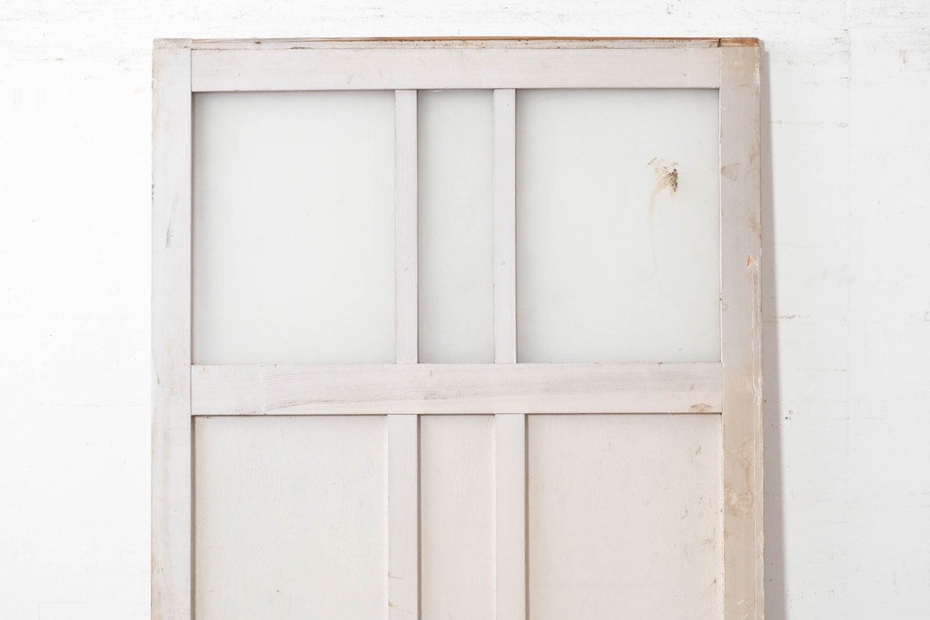 アンティーク建具　昭和初期から中期　ツートンカラー　彩光ガラス入りの引き戸1枚　(R-086776)