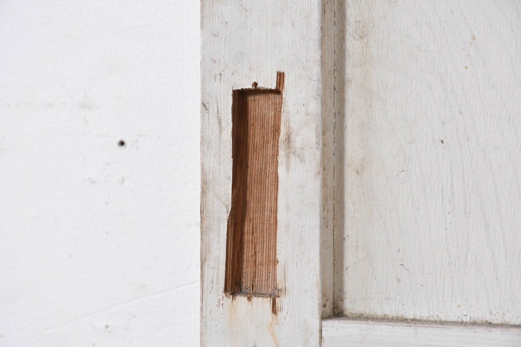 アンティーク建具　昭和初期から中期　ツートンカラー　彩光ガラス入りの引き戸1枚　(R-086776)