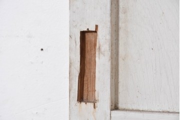 アンティーク建具　昭和初期から中期　ツートンカラー　彩光ガラス入りの引き戸1枚　(R-086776)