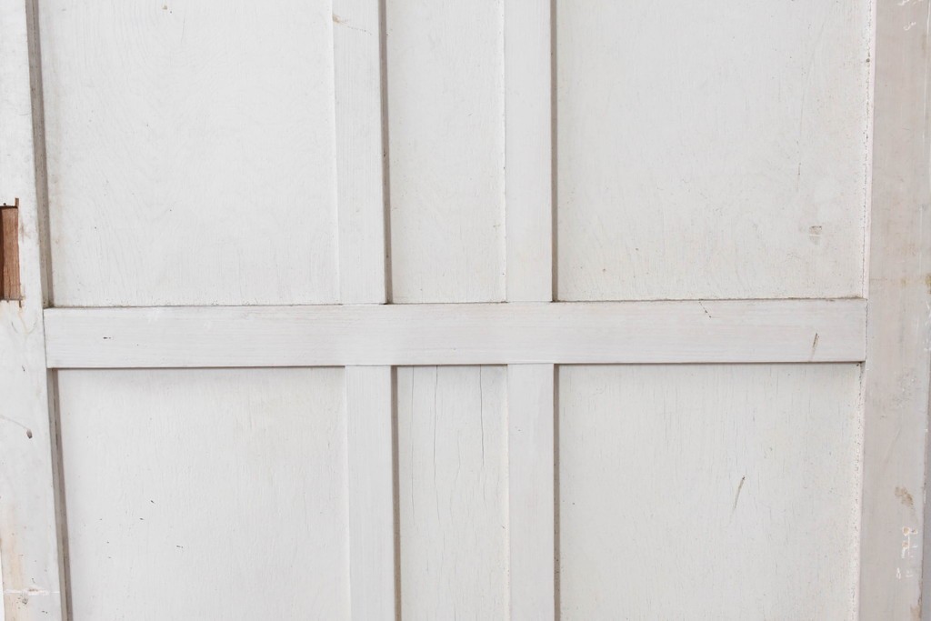 アンティーク建具　昭和初期から中期　ツートンカラー　彩光ガラス入りの引き戸1枚　(R-086776)