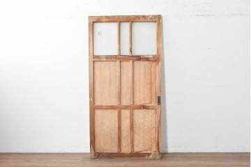 アンティーク建具　昭和初期から中期　ツートンカラー　彩光ガラス入りの引き戸1枚　(R-086776)