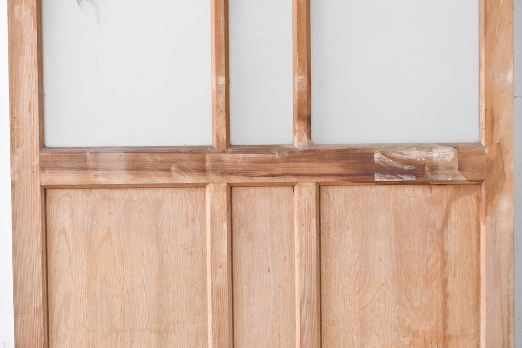 アンティーク建具　昭和初期から中期　ツートンカラー　彩光ガラス入りの引き戸1枚　(R-086776)