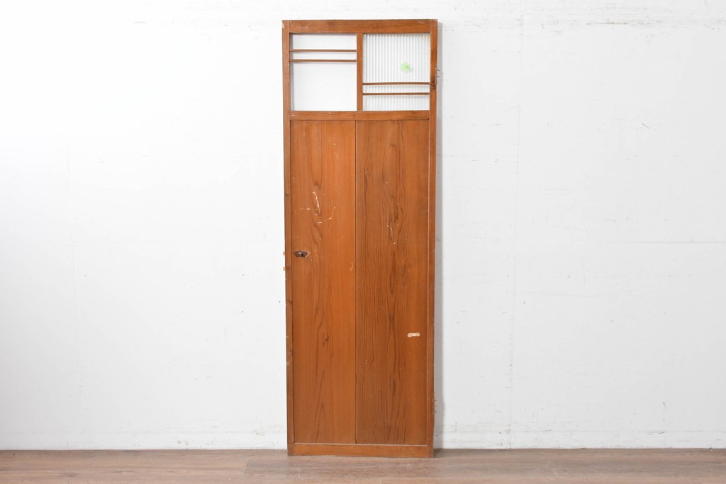 ヴィンテージ建具　昭和中期　すらりとした幅狭デザインの彩光窓付きドア1枚　(R-086777)