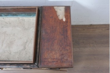 和製アンティーク　大正～昭和初期　総欅(ケヤキ)材　縁(黒柿材)　重厚な木味が魅力の長火鉢　(R-086778)