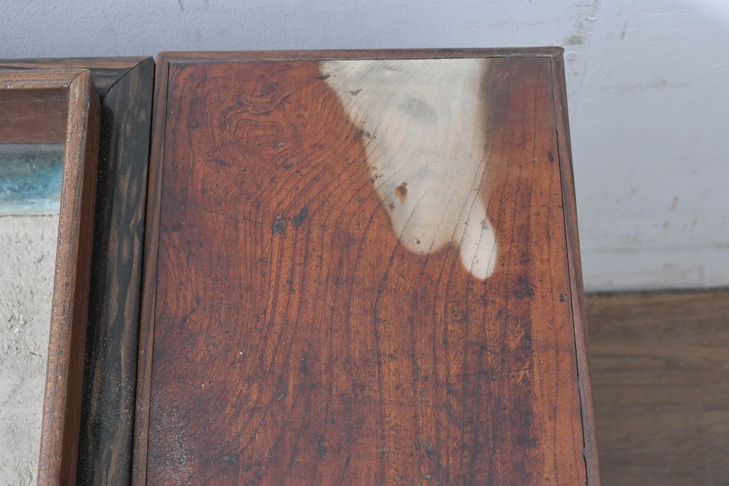 和製アンティーク　大正～昭和初期　総欅(ケヤキ)材　縁(黒柿材)　重厚な木味が魅力の長火鉢　(R-086778)