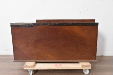 和製アンティーク　大正～昭和初期　総欅(ケヤキ)材　縁(黒柿材)　重厚な木味が魅力の長火鉢　(R-086778)