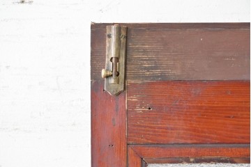 アンティーク建具　大正から昭和初期　レトロなガラス窓と味わい深い木目が目を引く細身のドア1枚　(R-086779)