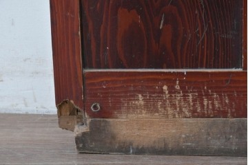 アンティーク建具　大正から昭和初期　レトロなガラス窓と味わい深い木目が目を引く細身のドア1枚　(R-086779)