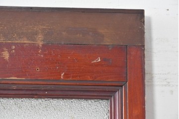 アンティーク建具　大正から昭和初期　レトロなガラス窓と味わい深い木目が目を引く細身のドア1枚　(R-086779)