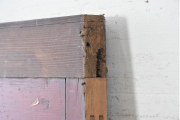 アンティーク建具　大正から昭和初期　レトロなガラス窓と味わい深い木目が目を引く細身のドア1枚　(R-086779)