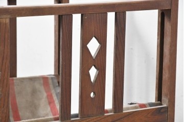 和製アンティーク　希少!!　欅(ケヤキ)材　山葉風　杢目の美しい欅材が使用された折り畳みチェア　(R-086780)